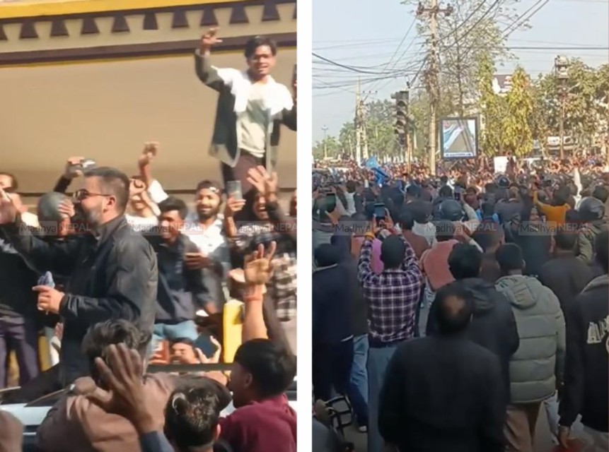 वीरगञ्जमा बालेनको रोड शो, झुम्मियो अत्यधिक भीड