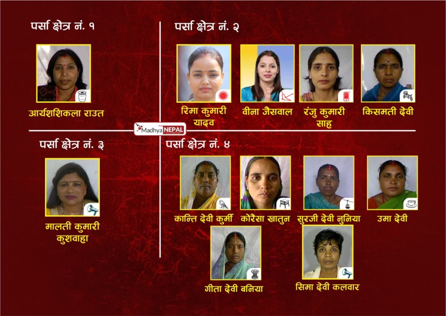 पर्सामा असन्तुलित चुनावी चित्र : १०७ मा महिला उम्मेदवार १२ मात्रै