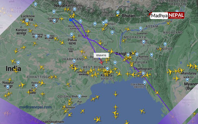 मलेसियााबाट आएको नेपाल एयरलाइन्सको विमान अवतरण हुन सकेन, कोलकाता फर्कियो 
