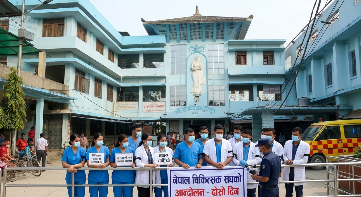 नारायणी घटनाको विरोधमा दोस्रो दिन पनि ठप्प स्वास्थ्य सेवा