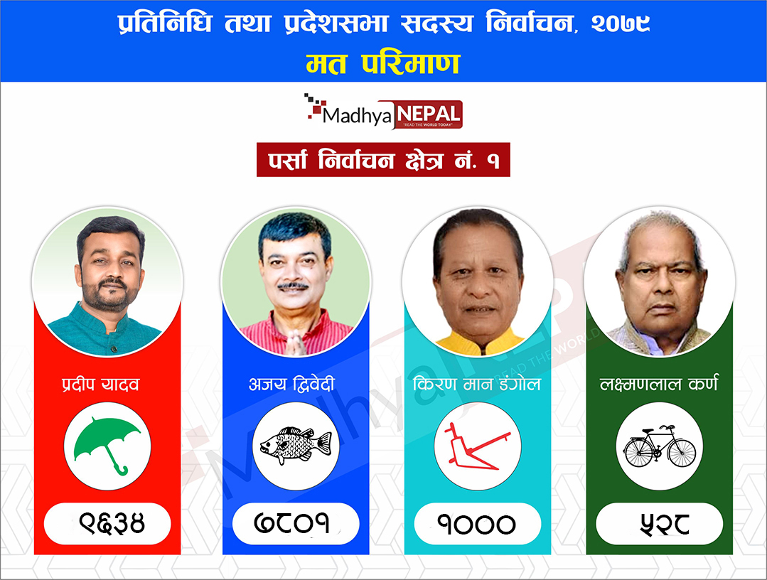 पर्सा क्षेत्र नं.१ प्रतिनिधि सभा सदस्य निर्वाचन २०७९ मत परिणम