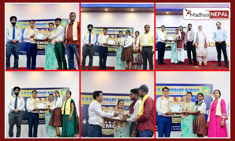 एसईईमा ४.० जीपीए ल्याउने ६ विद्यार्थीलाई ल्यापटपसहित सम्मान, जीएचपी विद्यालयको प्रेरणादायी पहल