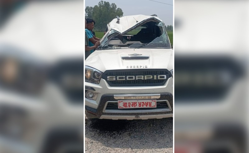 सिम्रौनगढका मेयर चढ्ने स्कारपियो दुर्घटना, चालक सामान्य घाईते