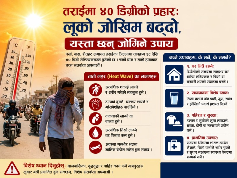 तातो हावा र 'लू' को जोखिम: कसरी सुरक्षित रहने? यस्ता छन् बच्ने उपायहरू