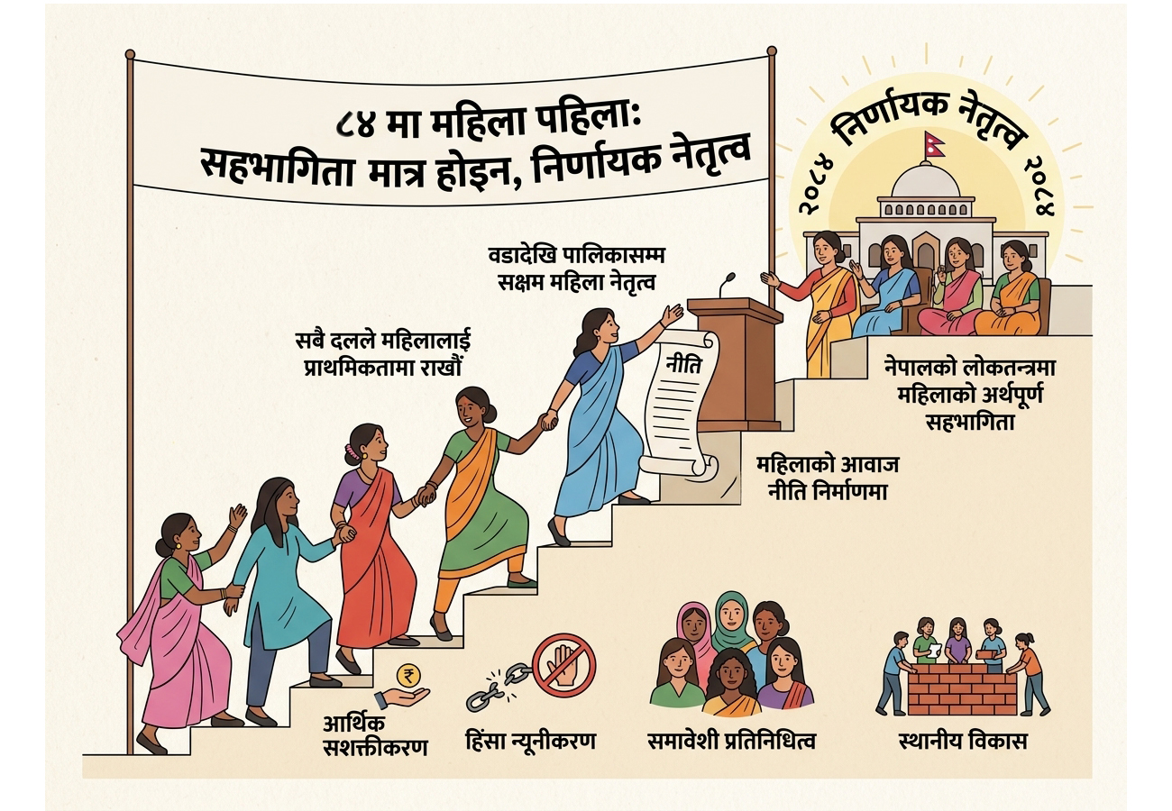 ८४ मा महिला पहिलाः महिला किन नेतृत्वमा पुग्न आवश्यक छ ?