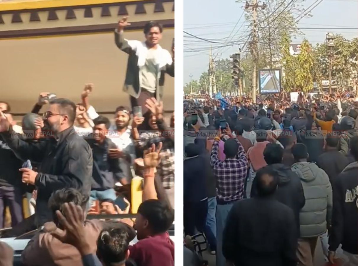 वीरगञ्जमा बालेनको रोड शो, झुम्मियो अत्यधिक भीड