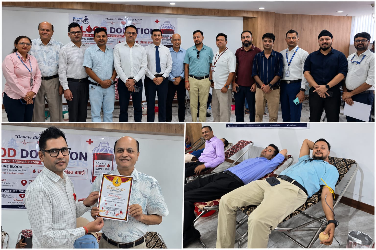 भोटेकोशी बाढीपीडितको सहयोगार्थ वीरगञ्जमा रक्तदान, १११ जनाले दिए रगत
