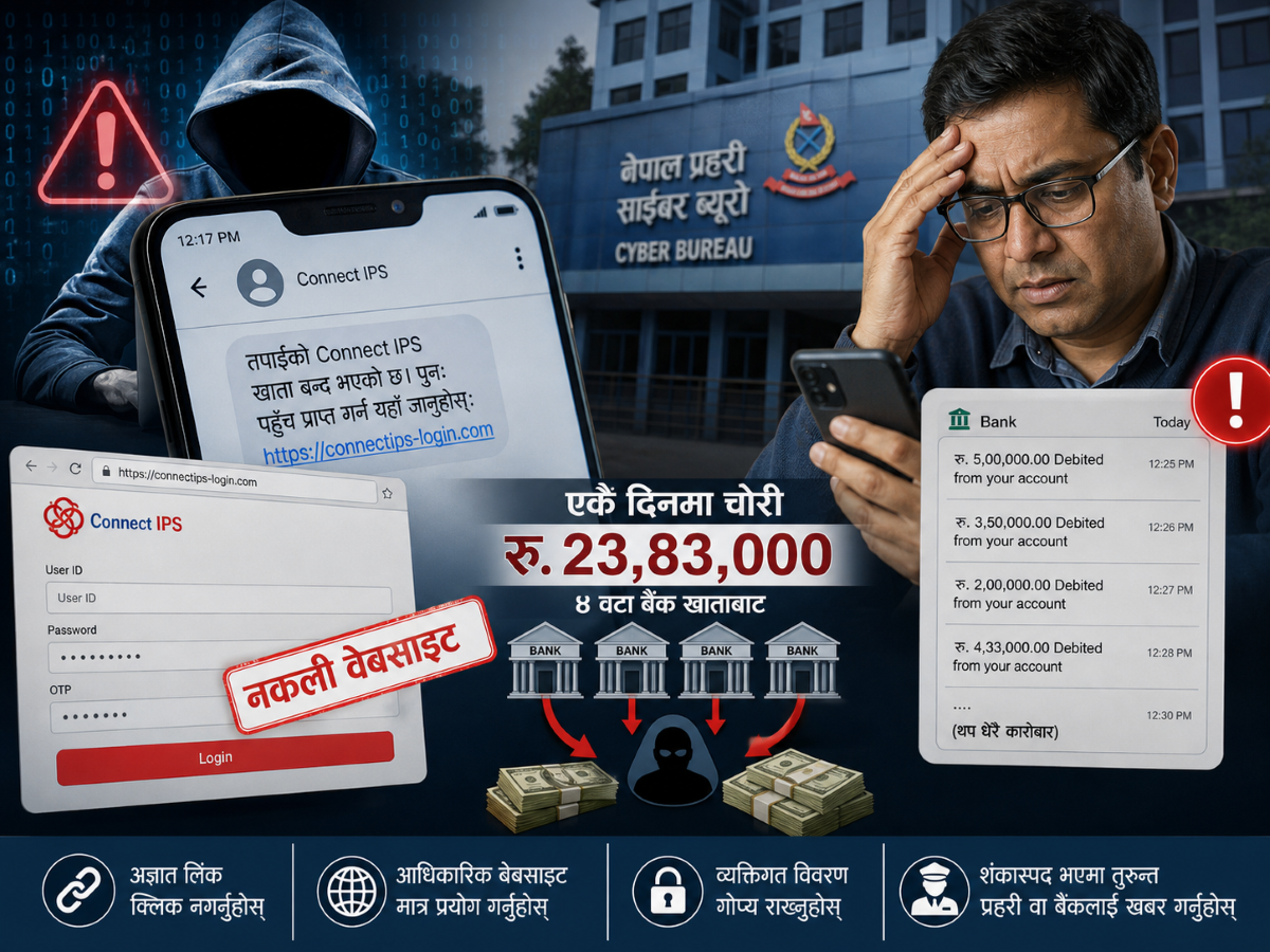 फिशिङ लिंकको जालो : एक क्लिकमै प्राध्यापकको खाताबाट २३ लाखभन्दा बढी रकम गायब
