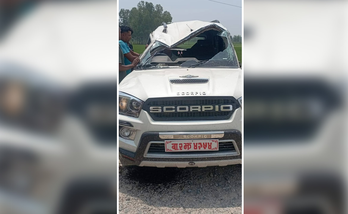 सिम्रौनगढका मेयर चढ्ने स्कारपियो दुर्घटना, चालक सामान्य घाईते