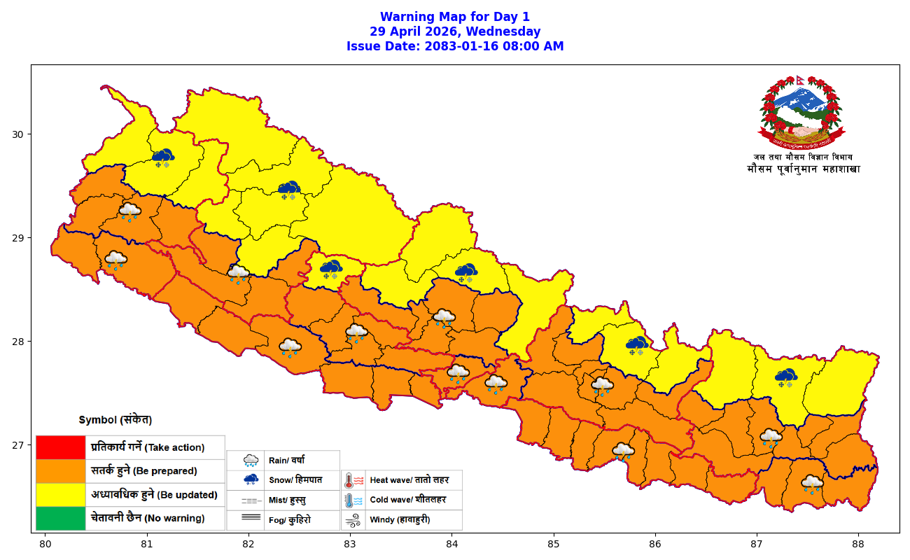 मधेस प्रदेशमा पनि उच्च सतर्कता अपनाउन आग्रह, पर्सा सहितका क्षेत्रमा वर्षाको सम्भावना